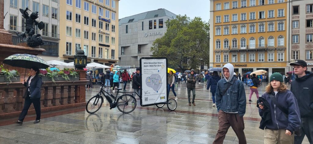 Fahrradwerbung in der Münchener Innenstadt